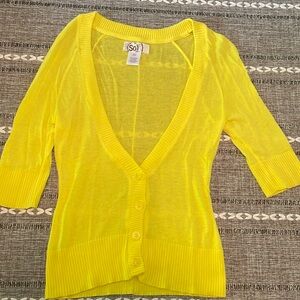 Yellow V-Neck X-Small Cardigan